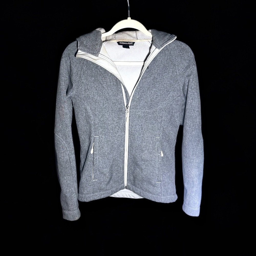 Kirkland Signature Women's Softshell Jacket Gray With Hood